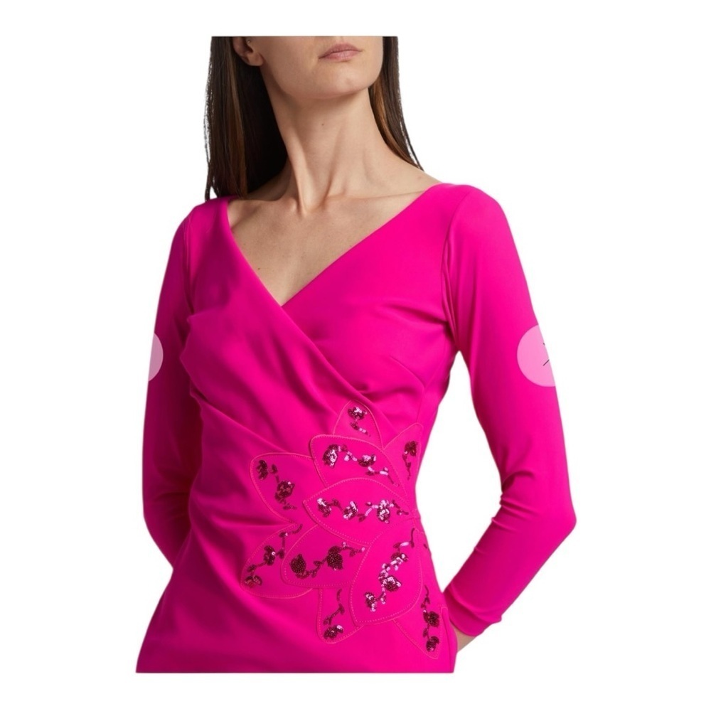 Chiara Boni La Petite Robe Pink Carera Sequin Midi Dress Size 18 - Picture 4 of 13